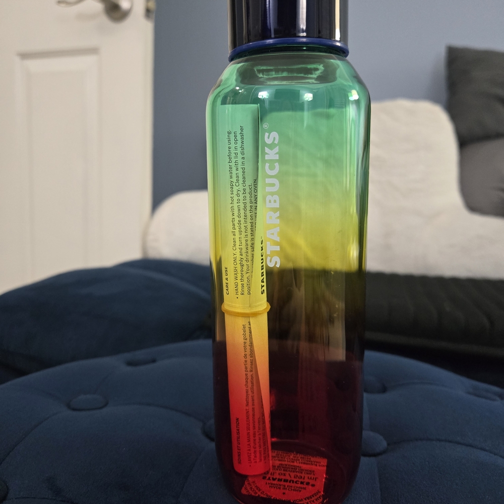 Starbucks Multicolor Ombre Gradient Glass Water Bottle
